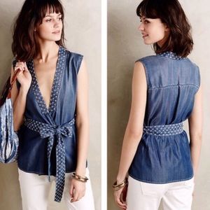 Anthropologie denim wrap vest